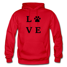 Load image into Gallery viewer, L. O. V. E. Paw Gildan Heavy Blend Adult Hoodie - red