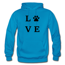 Load image into Gallery viewer, L. O. V. E. Paw Gildan Heavy Blend Adult Hoodie - turquoise